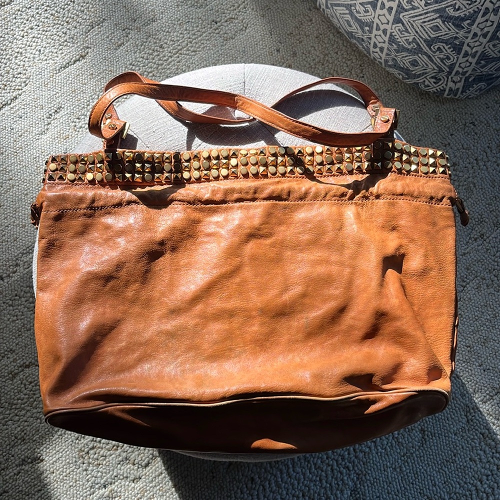 Tory Burch brown leather bag - stud detail